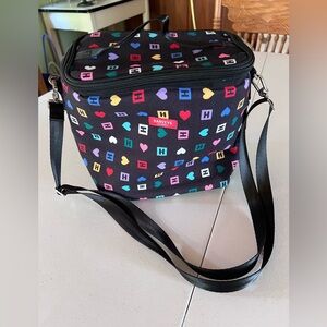 Harveys Black Crossbody Cooler Lunch Bag with Multicolor Heart & Logo Print